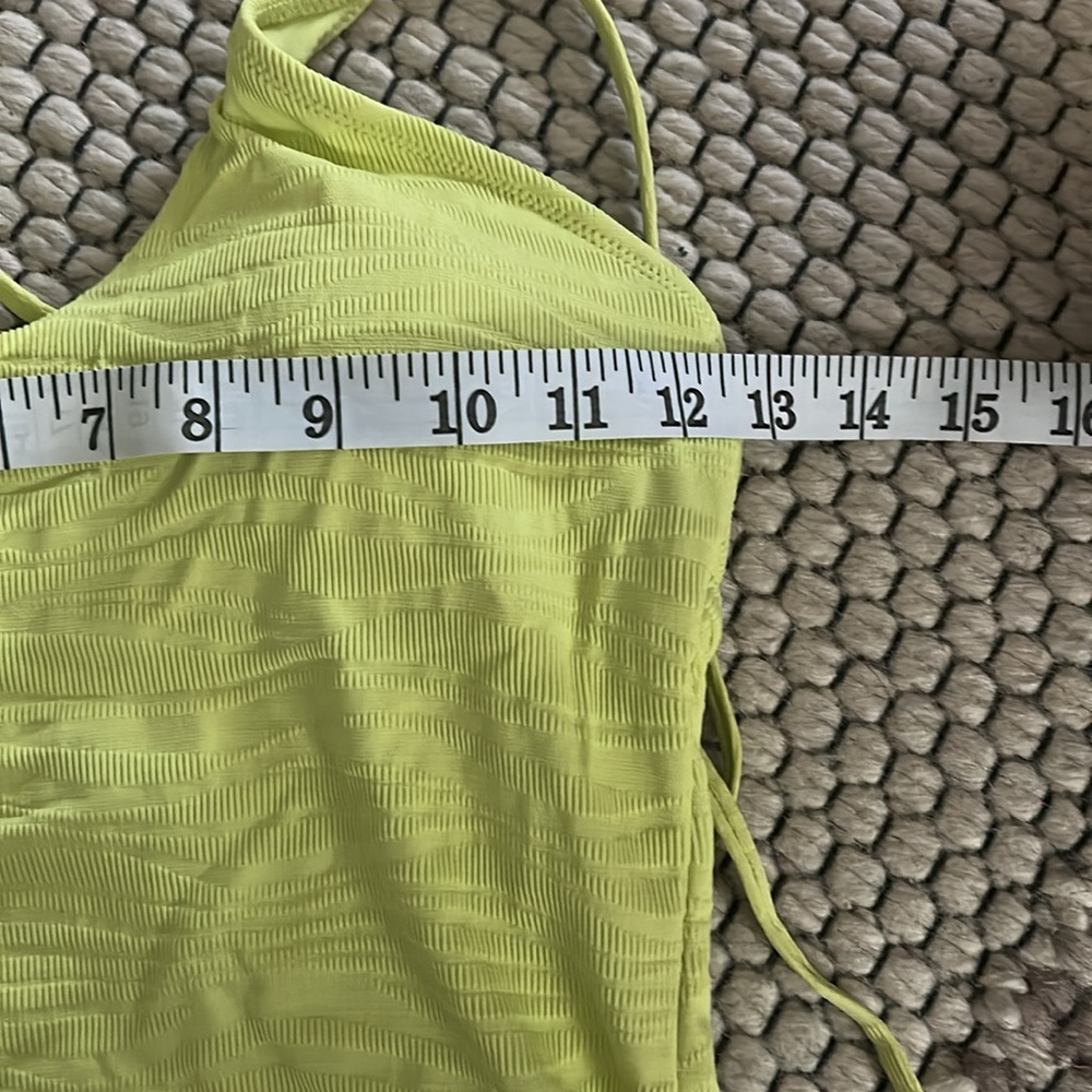 NWT Aerie Jacquard Strappy Back One Piece Swimsuit Neon Green. Size S - Picture 6 of 9